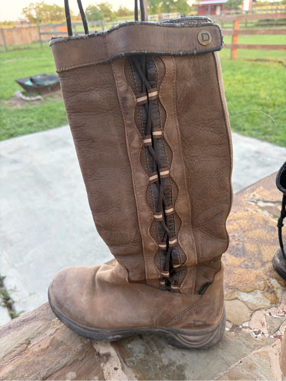 Dublin Brown Leather Mid-Calf Pull-On Boots with Side Lacing Size 9
